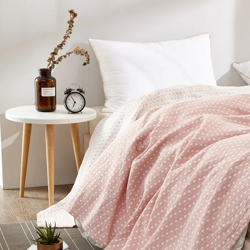 

Colorful Stripe Bed Blankets Pure Cotton Gauze Single Double Towelling Coverlets Quilts Decorative Bedspreads On The Beds Sheet