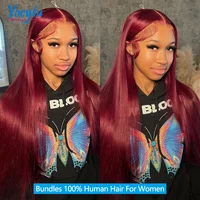 YOCYTU Burgundy Tissage Cheveux Humains 99J Meche Tissage Humain Hair 24 24 24 Pouces Lot De Tissage Cheveux Humain Lisse Tissage Naturel Brésilien 12A Tissage Brésilien Haut Qualité Tissage 100% Raw Haïr Bundles 5