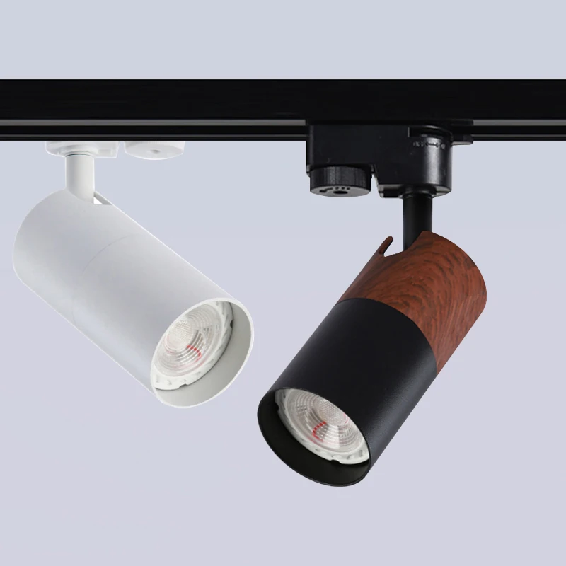 Surface Mounted Led Track Light Fixture Gu10 Cob Rail Spot Lamp Black Wood Grain Spotlight Living Room Bedroom Dining Lighting