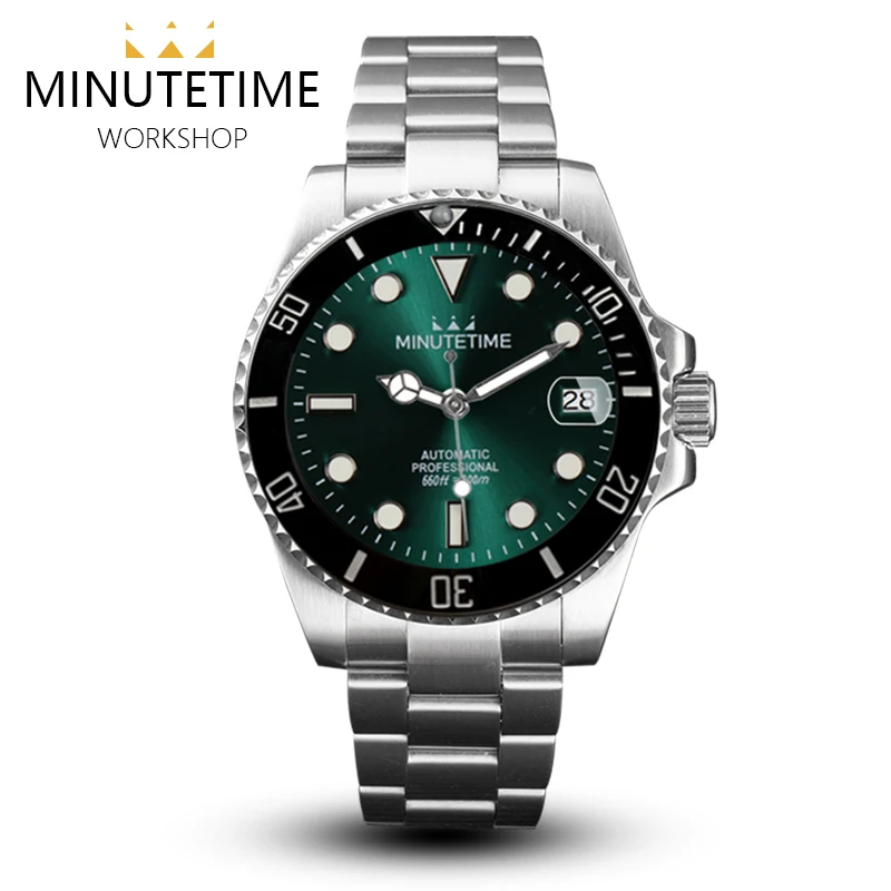 

Custom Logo Men Automatic Mechanical Wristwatches NH35 Stainless Steel Sapphire Glass 40mm Sub Luminous Relogio Masculino