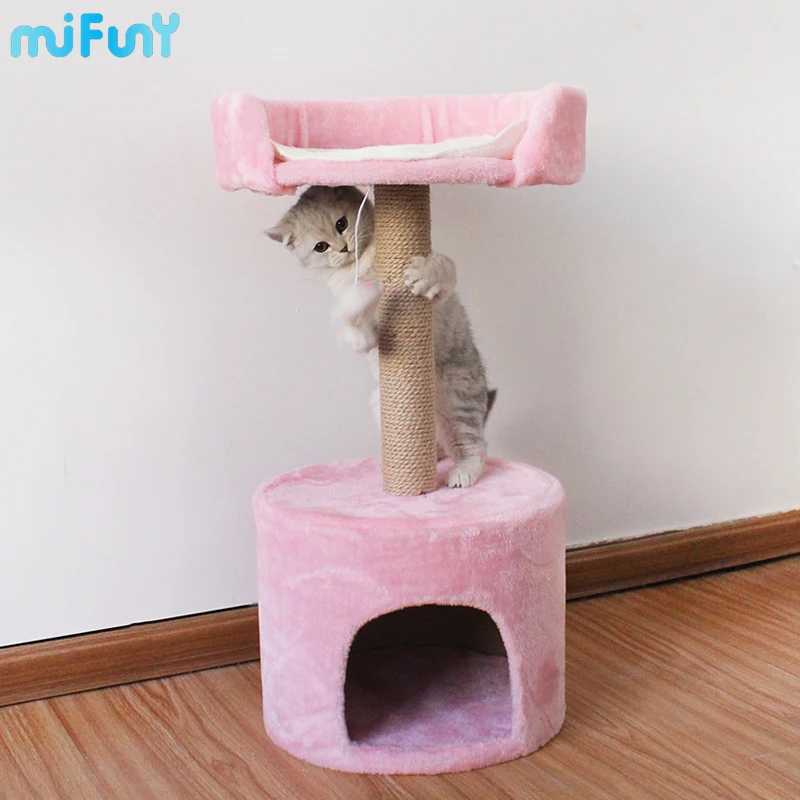 

MiFuny Pink Cat Tree House House Scratcher Sisal Hemp Cat Tower with Jumping Platform Soft Beds Sofa for Cats Toys Cat Furniture