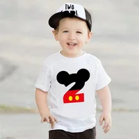 New Kids Boys Girls Mickey Mouse Birthday T-shirts Short Sleeved T Shirt Size 1 2 3 4 5 6 7 8 9 Year Children Party Clothing Tee 2