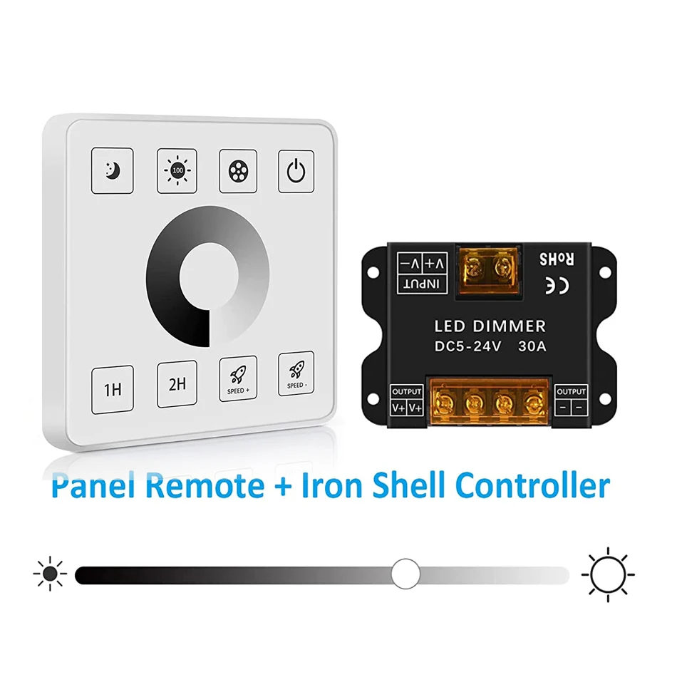 

30A RF Wireless controller Wall- Mounted Touch Panel Dimmer Control for DC5-24V 5050 5630 Single Color LED Strip Lighting