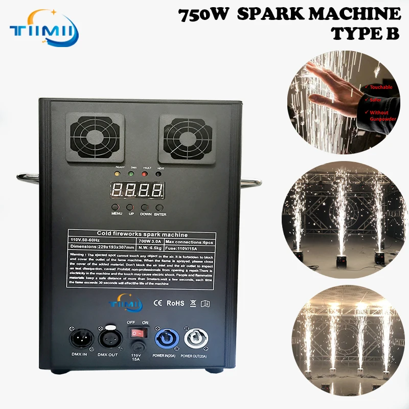 

Hot DMX 750W Remote Control Stage Effect Cold Firework Spark Fountain Machine For Night Club Wedding Dj TI Powder spark mahchin