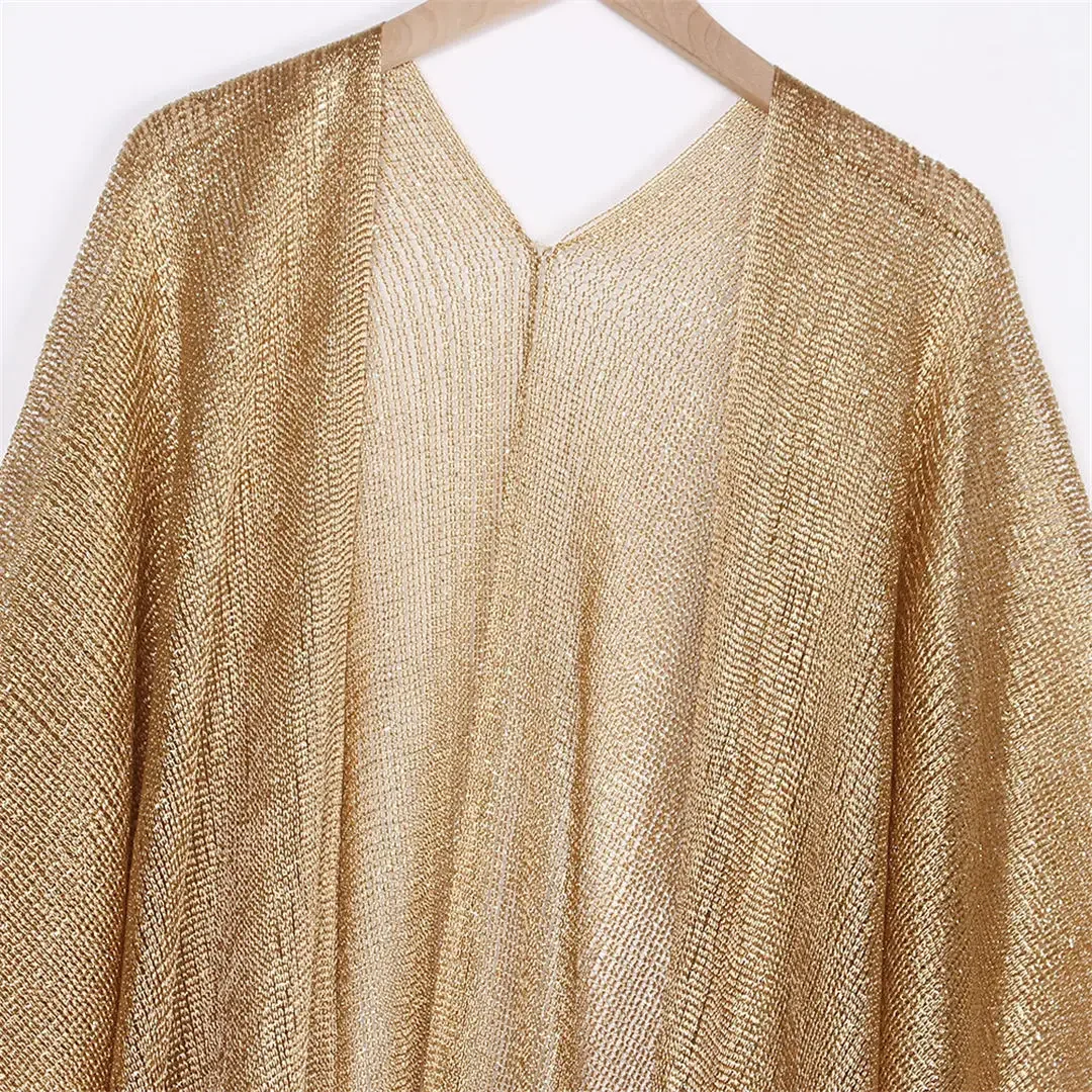 Sexy Fringe Tassel Mesh Sheer Shiny Knitted Tunic Beach Cover Up Cover-ups Beach Dress Beach Wear Beachwear Female Women