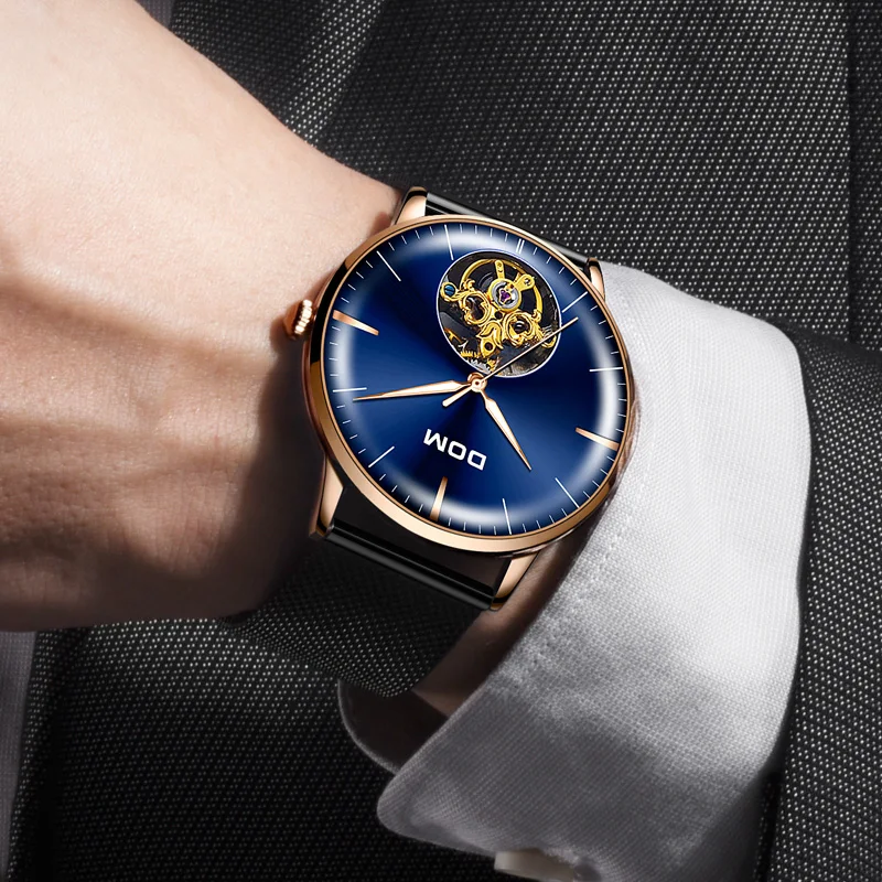 DOM  Men Watch Automatic Self-Wind Mechanical Watch MaleStainless Steel Luxury Brand 3ATM Waterproof M-1268GK-2M