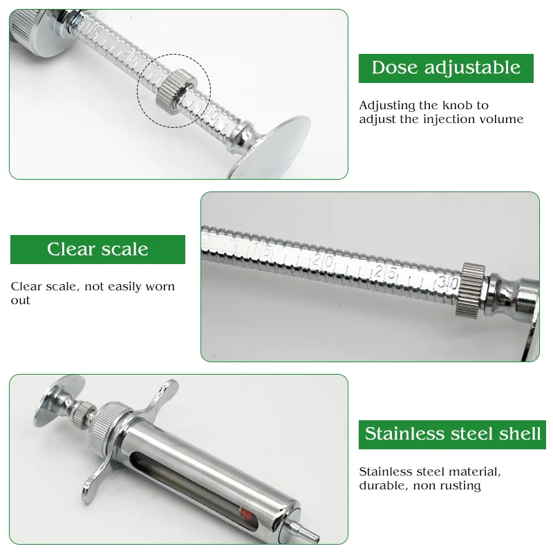 Reusable Stainless Steel Syringe Hypodermic Veterinary Animal Injector for Pig Cattle Sheep 1pcs Vet Tools Farm Supplies reusable syringe