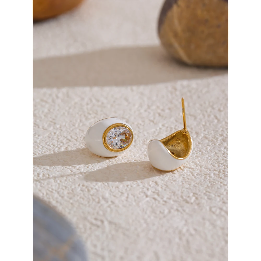 Yhpup Oval Stud Earrings