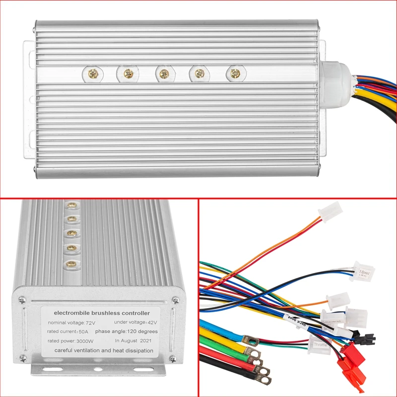 Fxndknjks 48V 60V 72V 84V 3000W Intelligente Borstelloze Controller E-Bike Borstelloze Motor Controller voor Elektrische Fiets Scooter