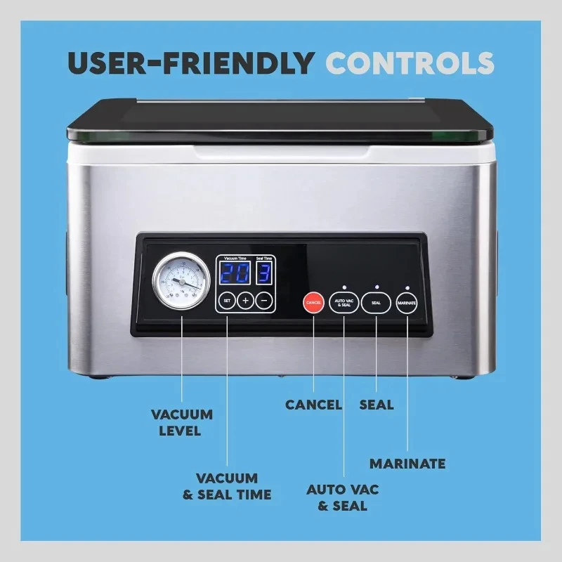 Chamber Sealer Machine Wet Foods Meat Vacuum Packing Machine Compact with Vaccum Sealer Bar