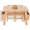 Kids Solid Wood Table and 2 Chair Set with Storage Desk and Chair Set for Children Toddler Activity Table (Solid Wood/Natural) 3
