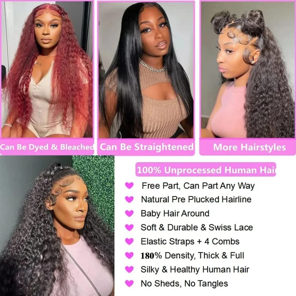Loose Deep Wave Wig 13x6 HD Lace Frontal Wig For Women 5x5 HD Lace Front Human Hair Wigs Brazilian PrePlucked Deep Wave Wig 180%