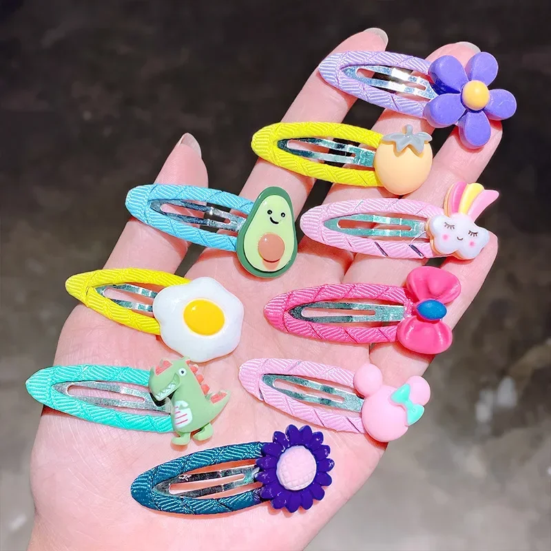 Hair Accessories 10Pcs/sheet Rainbow Flower Girls Hairpins Sweet Barrettes Student Hair Clips For Baby Kids