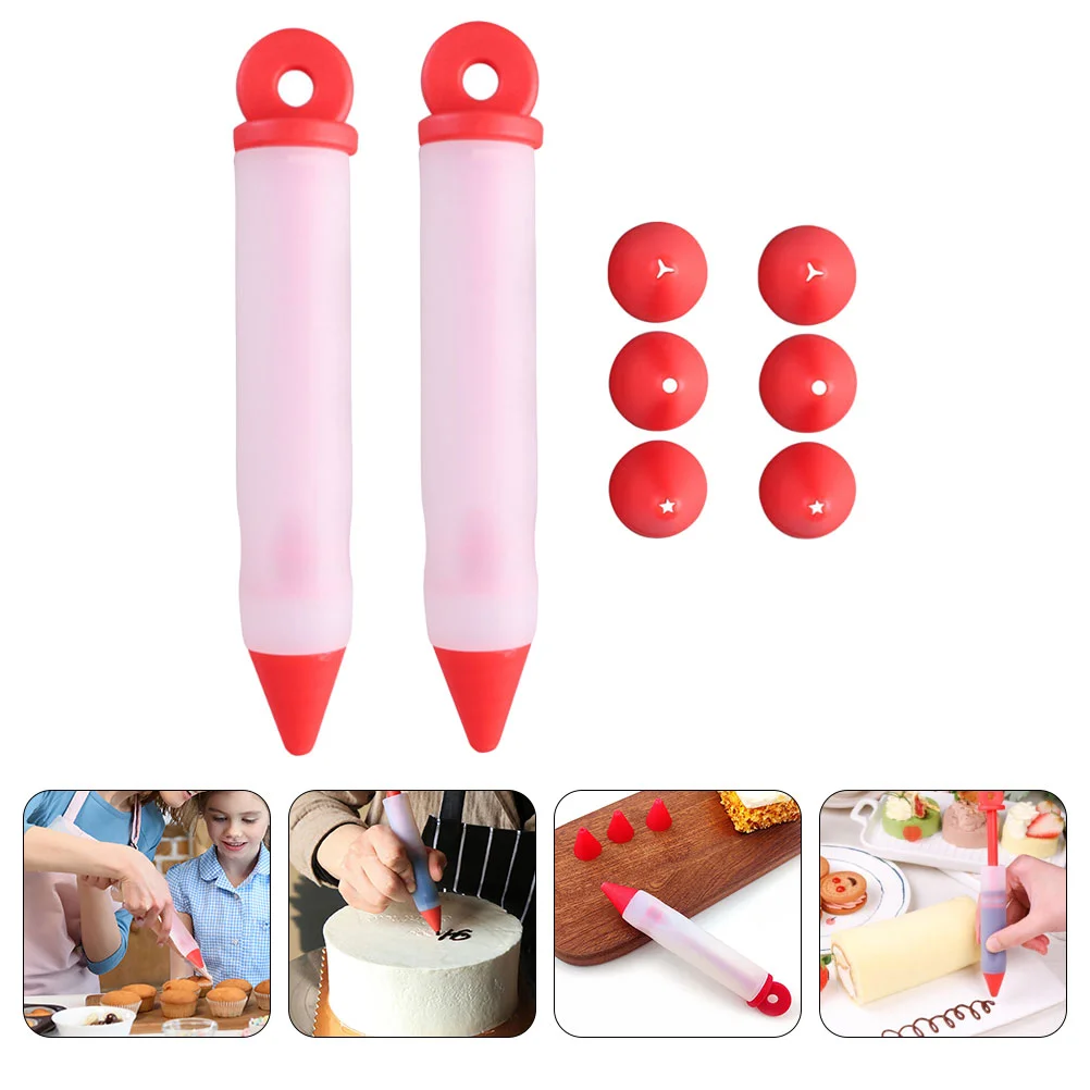 

2 Sets Kitchen Gadgets Fudge Chocolate Cake Baking Decoration Pens Silica Gel Decorating Supplies