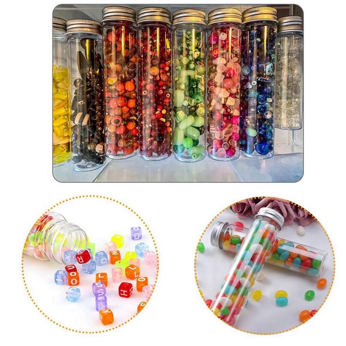 45Pcs 110Ml Plastic Test Tube,Clear Flat Test Tubes,Plastic Test Tubes with Screw Caps for Candy,Beans,Party Decor