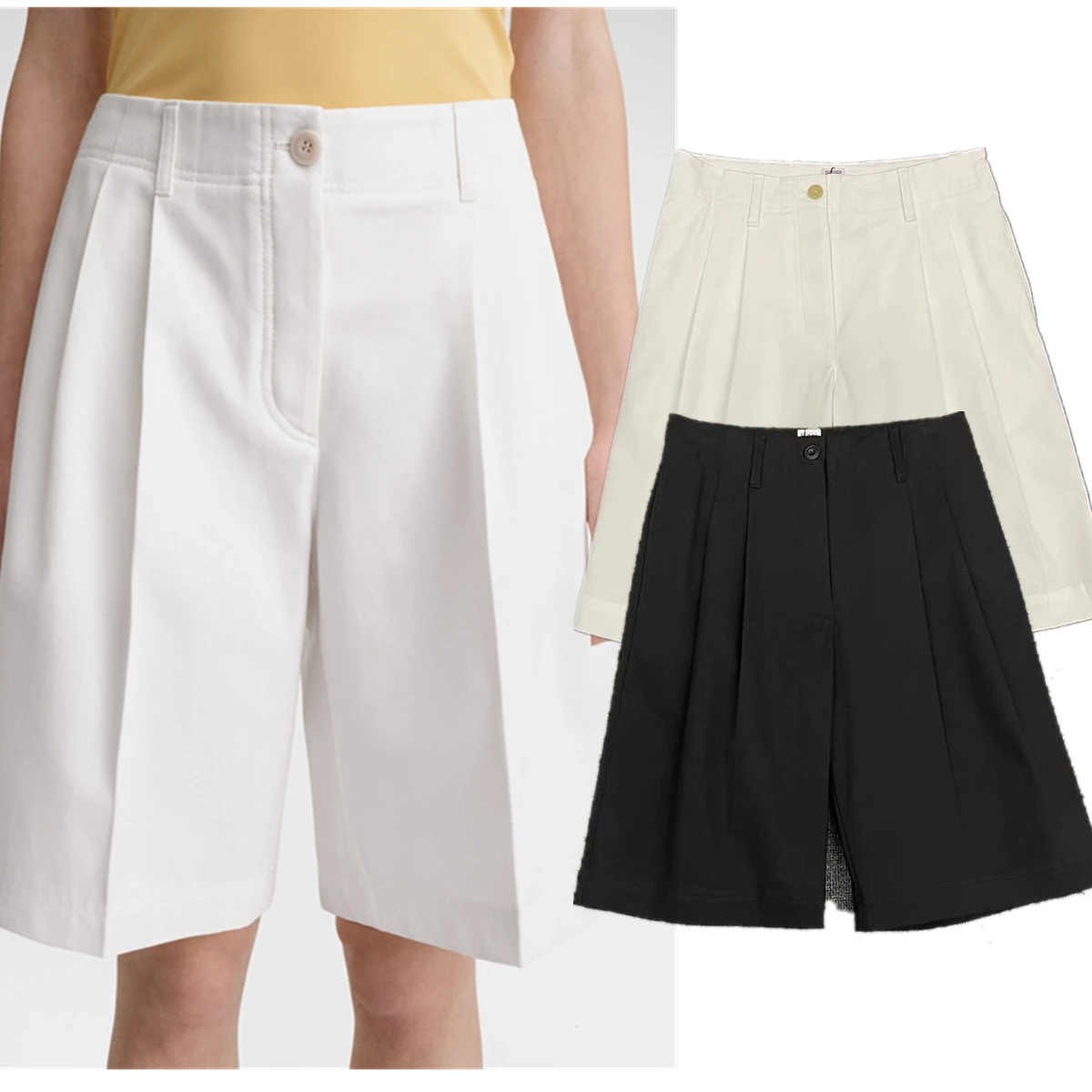 pantalones-cortos-de-algodon-para-mujer-bermudas-de-color-liso-estilo-nordico-minimalista-de-cintura-alta-para-verano