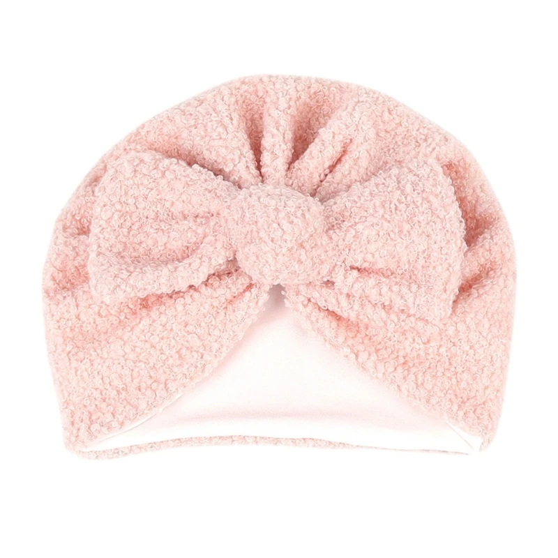 

Baby Turban Hat Beanie Hat Bow Knot Warm Hats for Girl Boy 0-12M Breathable Winter Headdress Lovely Infant Fleece Caps G99C