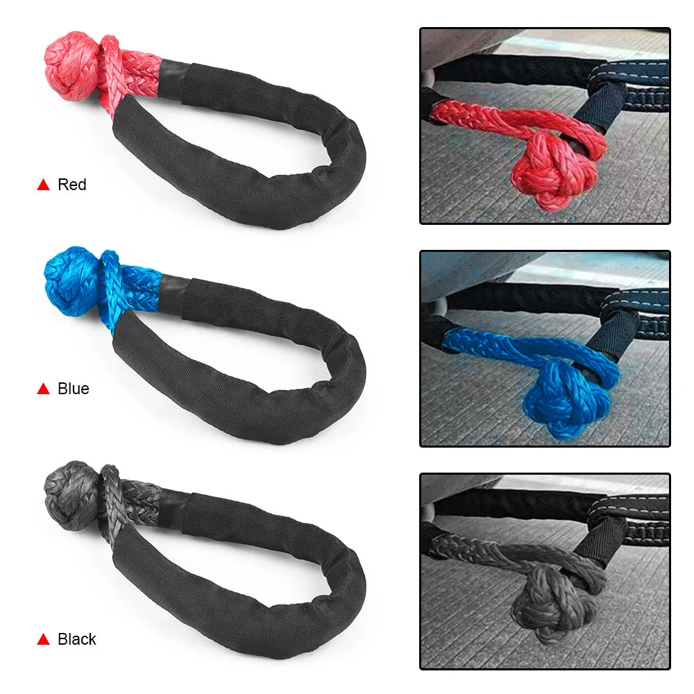 17ton 37400lbs Soft Shackle Atv Utv Tow Trailer Hook U Hook Winch Rope Knot Polyethylene Rope Rescue Refitting Self Rescue soft shackle winch rope winch rope set