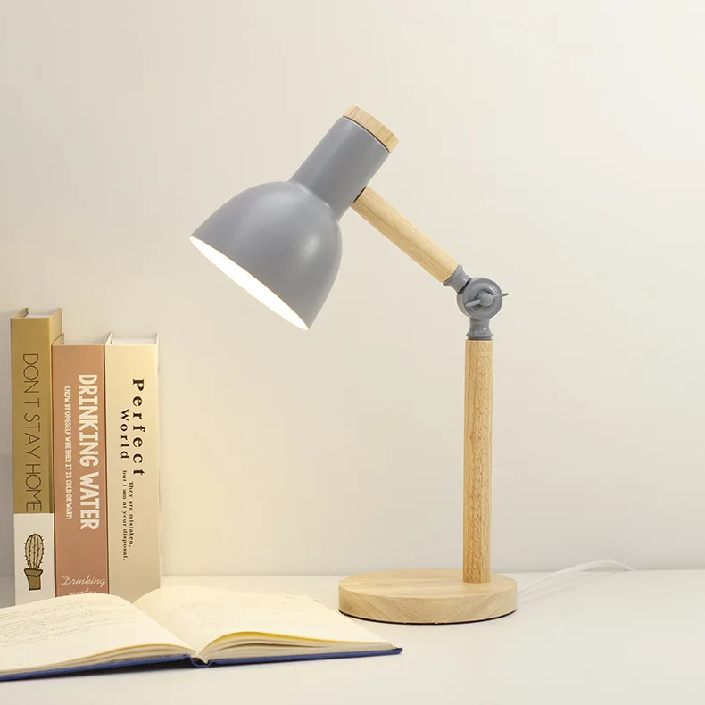 Nordic LED Desk Lamp - Wooden Iron Folding Table Lamp for Dorm & Home Office