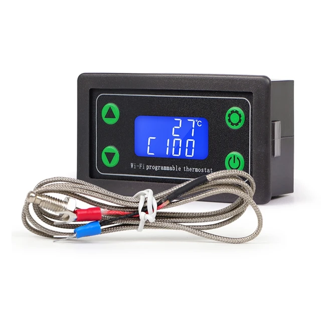 Tuya WIFI High Temperature Controller Digital Programmable Thermostat K-Type Thermocouple -99-999 Degrees ZFX-TW01 1