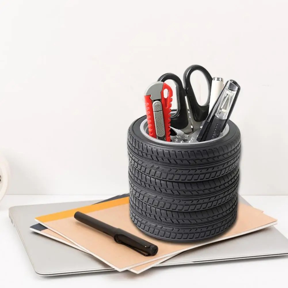 

Room Decoration Desk Organizer Realistic Tire Shaped Pen Holder for Desk Stationery Durable Car Tire Pencil Holder for Office