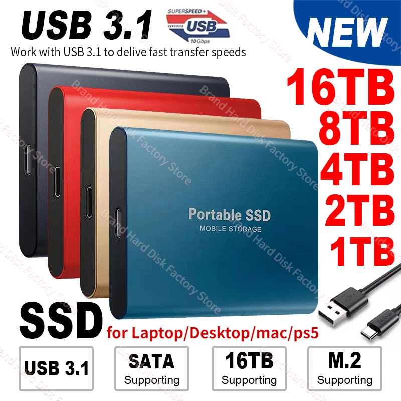

Original High-speed 1TB SSD 2TB Portable External Solid State Hard Drive USB3.1 500GB Interface Mobile Hard Drive for Laptop ps5