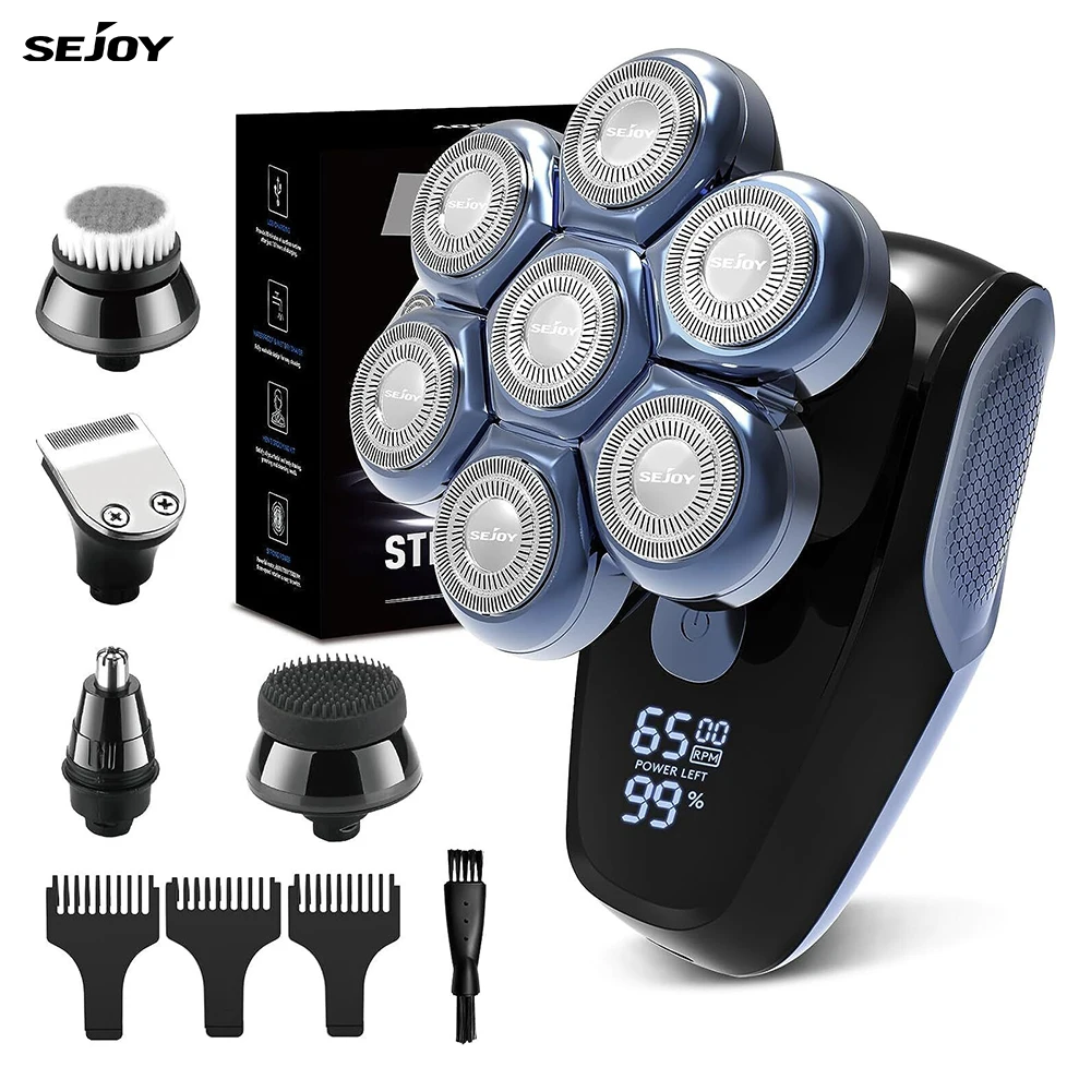 Sejoy 5in1 Electric Shavers Hair Clipper For Bald Men 7d Floating Head Detachable Men's Electric Hair Cutting Shaver Trimmer