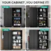 Tool Metal Storage Cabinet with Wheels Rolling Garage Storage Cabinet with Lock Black Metal Cabinet with Shelves 6