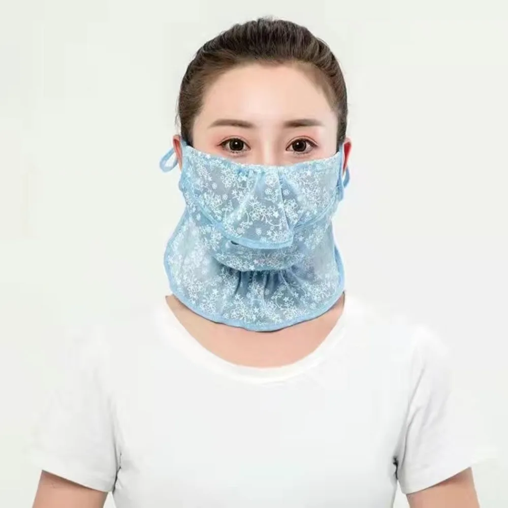 New Breathable Anti-UV Lace Sunscreen Mask Hanging Ear Scarves Mask Face Cover Scarf Cycling Scarf Face Veil Anti-sun Mask 4