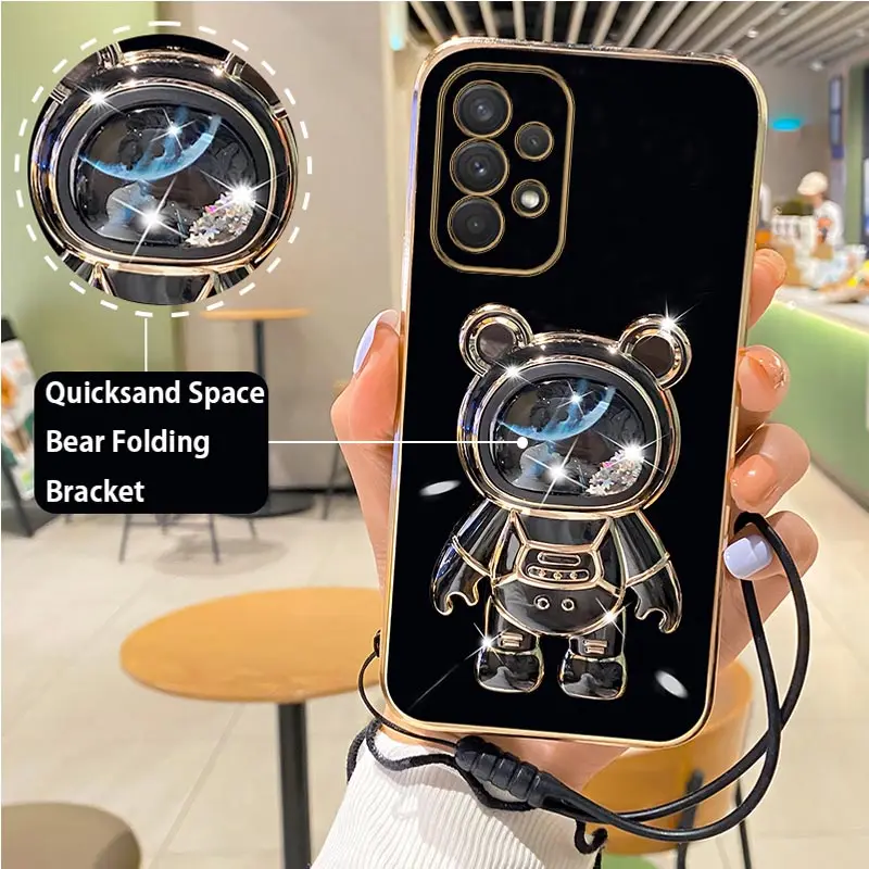 Custodia Per Cinturino Astronauta Quicksand Per Samsung Galaxy A53 A52 A52S A73 A33 A72 A32 4G 5G A51 A71 A12 A22 Stand Fundas Cover