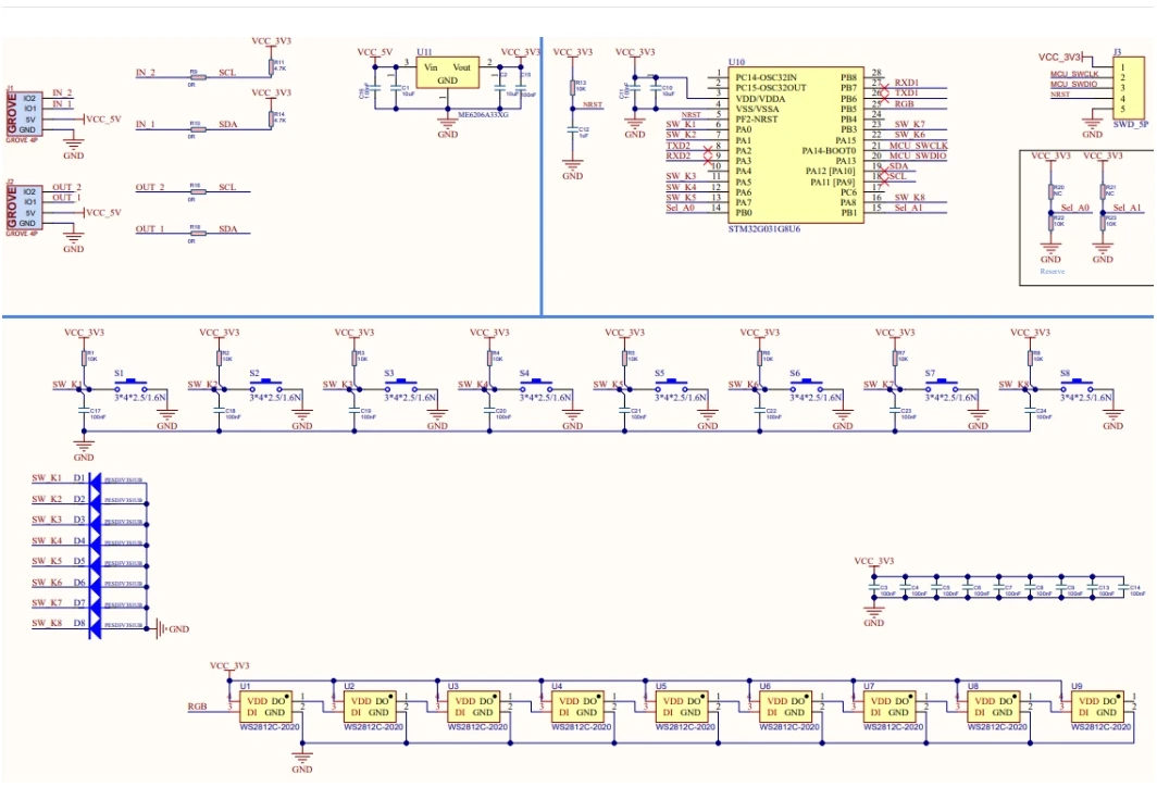 Official Byte Button Unit wf 8x Buttons(STM32G031)