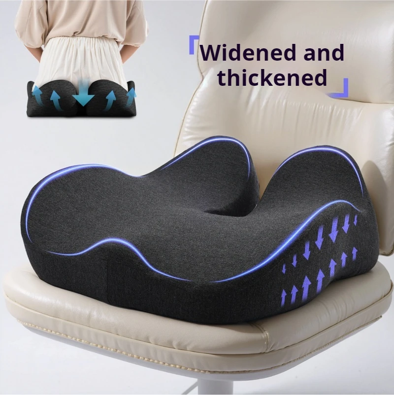 Ergonomic Thickened Memory Foam Seat Cushion for Office Chairs Heavy-Duty Chair Pad Removable Cover Ideal for Lower Back