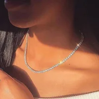 Hip Hop glacé Tennis chaîne collier pour hommes femmes de luxe cubique Zircon cristal court Rock cou accessoires bijoux OHN016 2