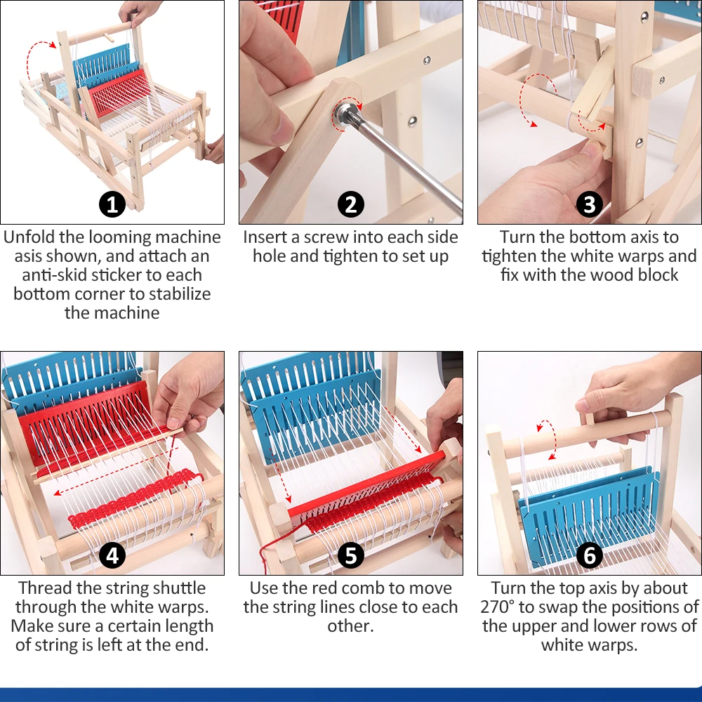 LAVIEVERT Wooden Multi-Craft Weaving Loom DIY Hand-Knitting Weaving Machine  Intellectual Toys for Kids