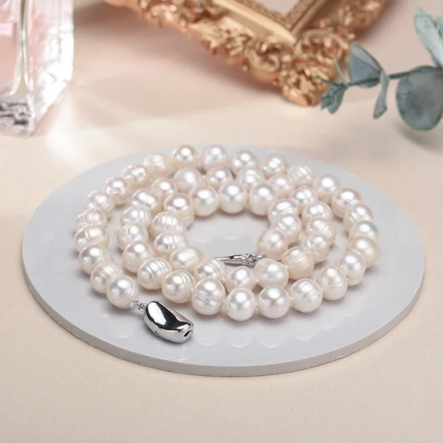 Colliers de perles de culture d'eau douce blanches véritables pour femmes et filles, cadeau en argent Sterling 925, collier de perles baroques pour femmes, nouvelle collection 1