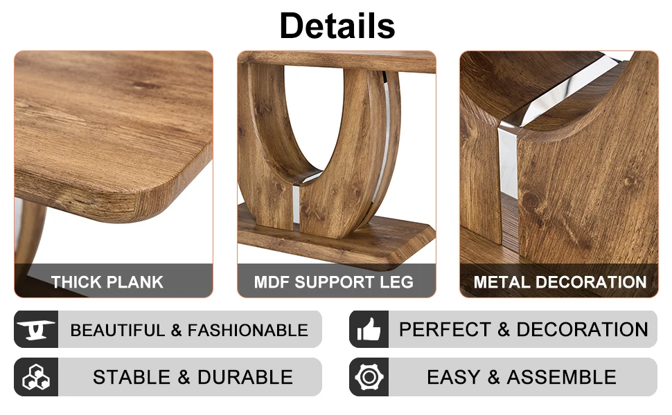 Description Picture 5 of itemTable Set for 6, Kitchen Table Chairs Set of 6, Modern Dining Room Set with 63 inch Wood Dinner Table Leather Upholstered