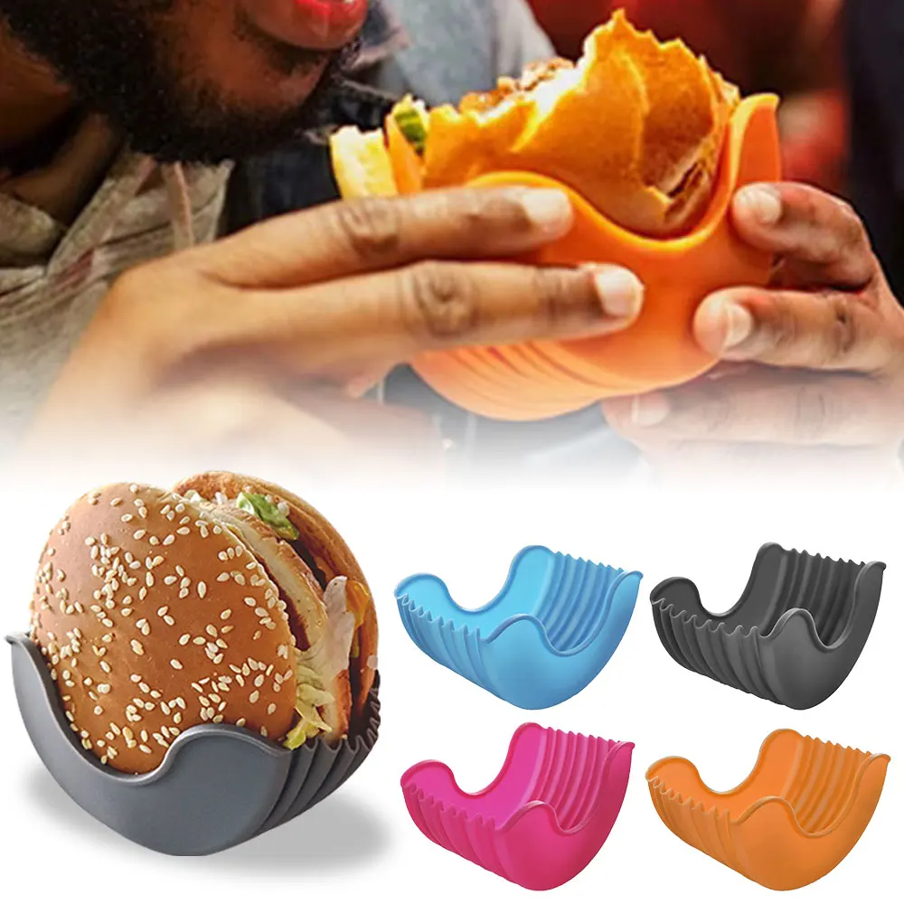 AdjustableBurgerHolderSiliconeReusableHamburgerHolderBoxEasyTo
