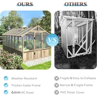 8' x 14' Wooden Greenhouse for Outdoor, Heavy Duty Green House with Ventilated Window and Lockable Door, Walk-in Greenhouse 2