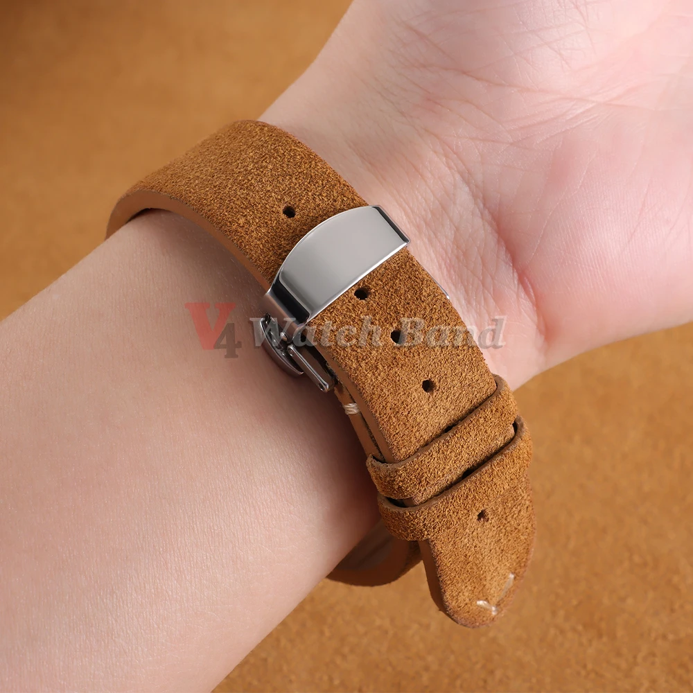Luxurious Genuine Cowhide Suede Quick Release Watch Strap Bracelet