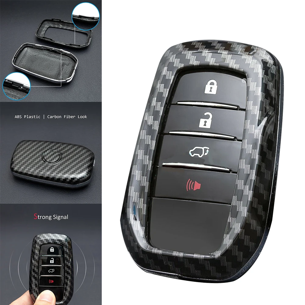 

Carbon Fiber Style Key Fob Cover Case for Toyota For Sienna For Mirai For Fortuner Universal Fitment =NO Hard Shell