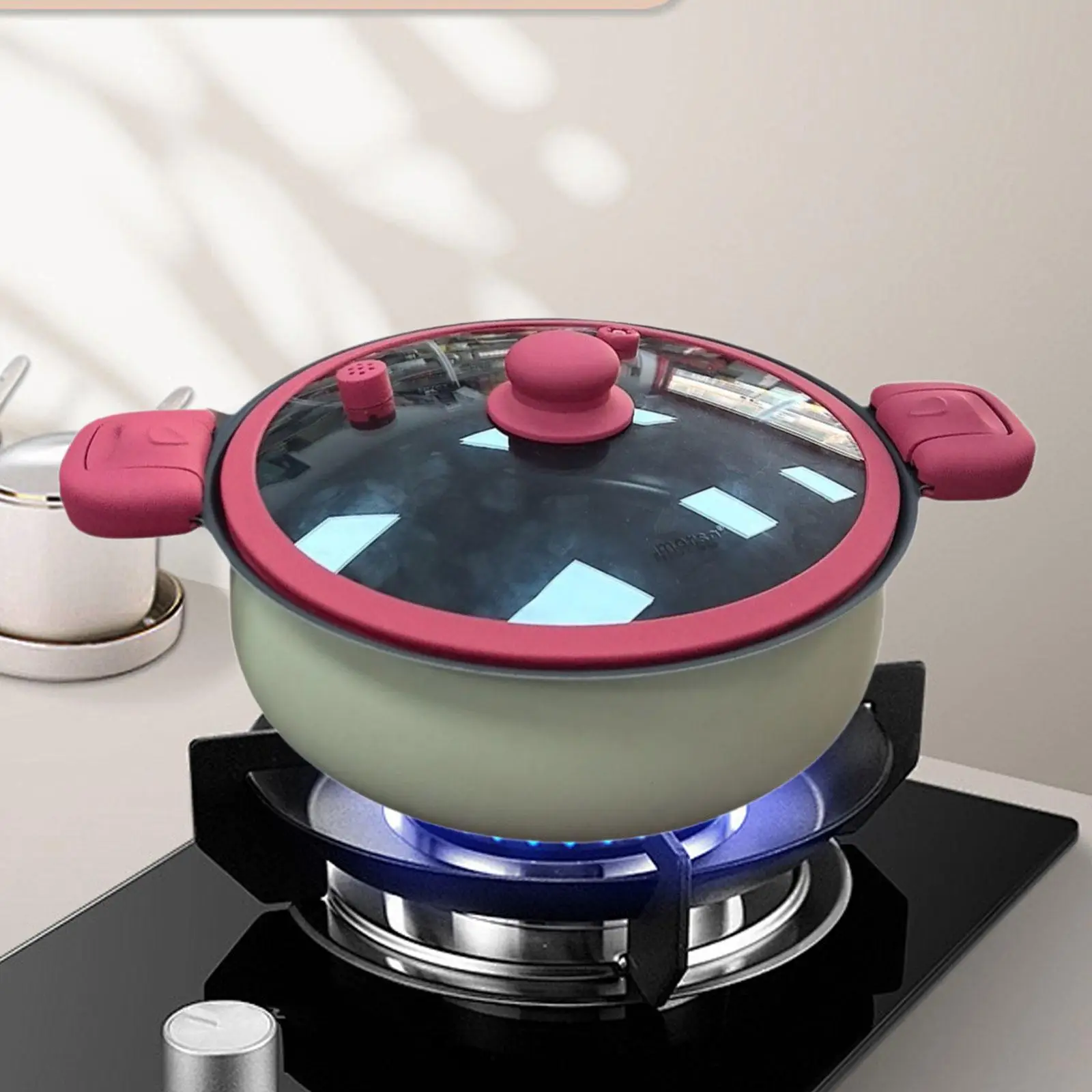 Soup Pot Sauce Pan Hot Pot Pasta Instant Noodle 5L Pressure Stew Simmer for Party Picnics Camping Outdoor Trips
