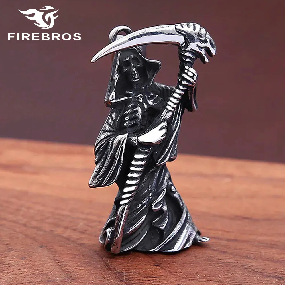 

Ожерелье с подвеской FIREBROS из нержавеющей стали с изображением готической смерти, Бога, черепа, мрачного Жнеца, ювелирные изделия в стиле панк для мужчин и женщин, подарок на Хэллоуин, Прямая поставка