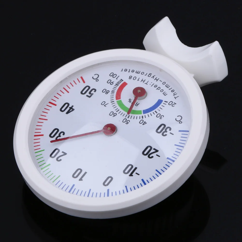 Mini Round Clock-Shaped Thermometer Hygrometer Analog Hygrometer Indoor Climate Control Home Office Outdoor Garden Restaurant