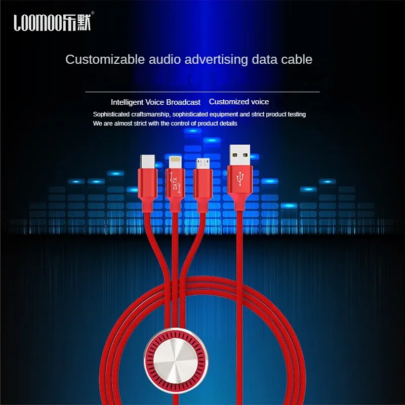 

LOOMOO LCB-193 Sound One to Three Applicable Android Type-C for Iphone Xiaomi Huawei Three-in-One Data Cable