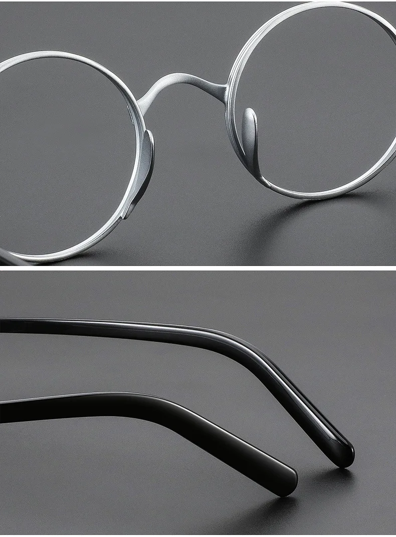 Vcka vintage titan myopia brille rahmen männer runde optische rezept brillen frauen luxusmarke brillen-0,50 bis-10 – Detail 14