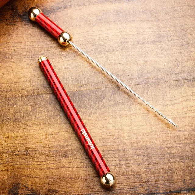 Carbon Fiber Cigar Draw Enhancer Tool, Portable Stainless Steel Needle Drilled Burr Dredge Hole, Smoking Punch Accessories