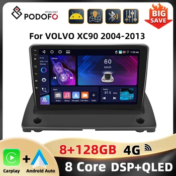 Podofo-REPRODUCTOR Multimedia para coche, dispositivo con Audio Estéreo, voz IA, 2Din, 8 + 2004G, 8 núcleos, WIFI, 4G, Carplay, Android, para VOLVO XC90 2013-128 1