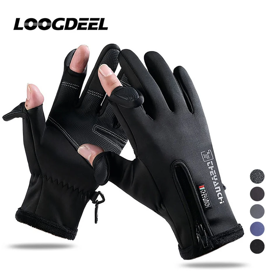 

LOOGDEEL Winter Warmth Cycling Gloves Women Men Windproof Waterproof Non-slip Palm Touch Screen Outdoor Bicycle Running Gloves