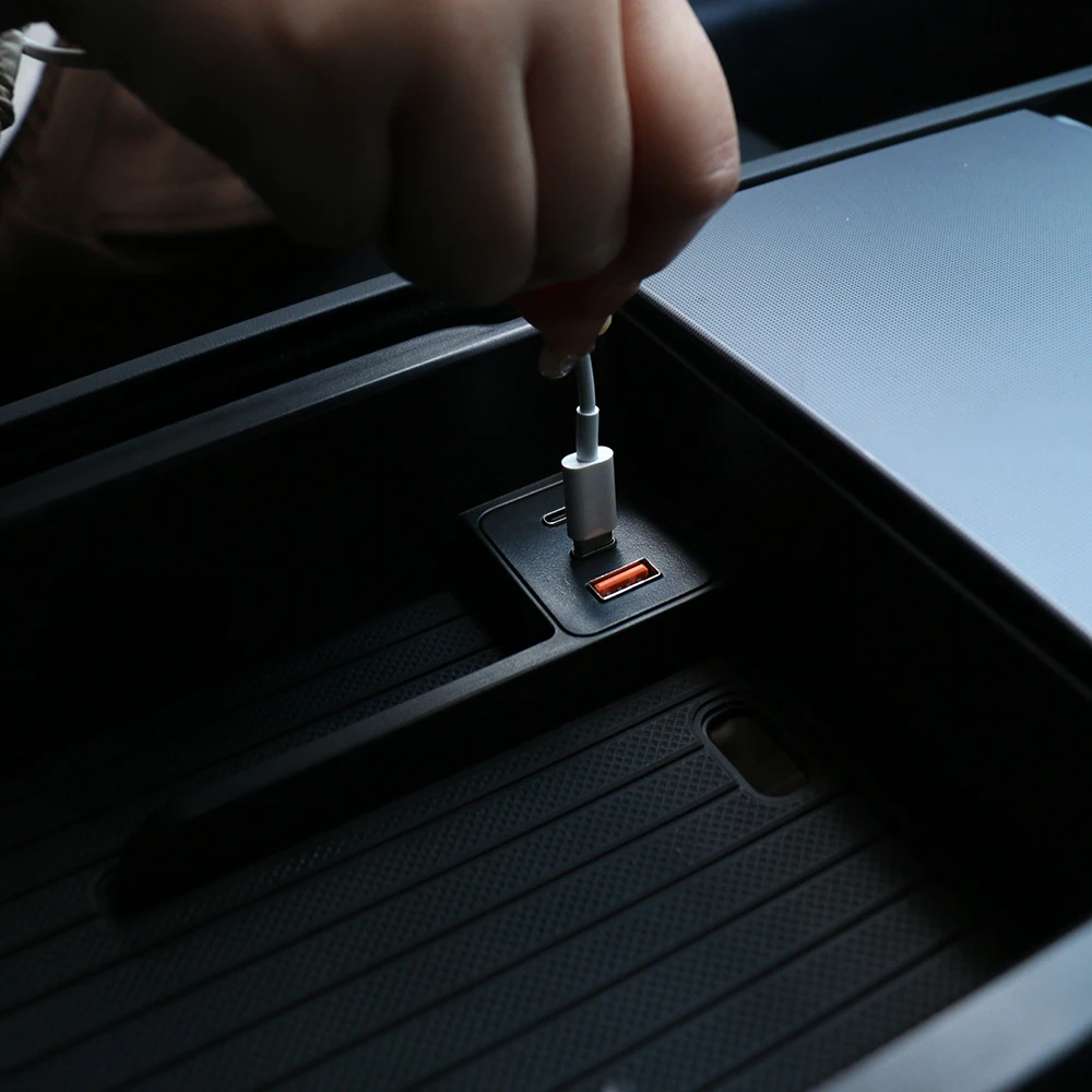테슬라 모델 3 하이랜드 2024 콘솔 팔걸이 보관 정리함, 내부 보관함 액세서리, USB C 타입 확장 도크