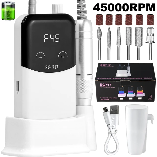 Professional 45000RPM Electric Nail File Gel Nail Polishing Machine Rechargeable Low Noise Nail Sander File For Manicure Salon